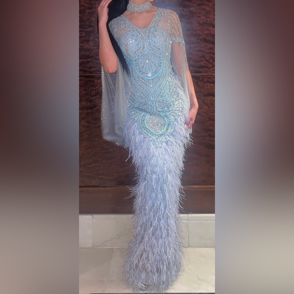 Rhinestone Feather Gown